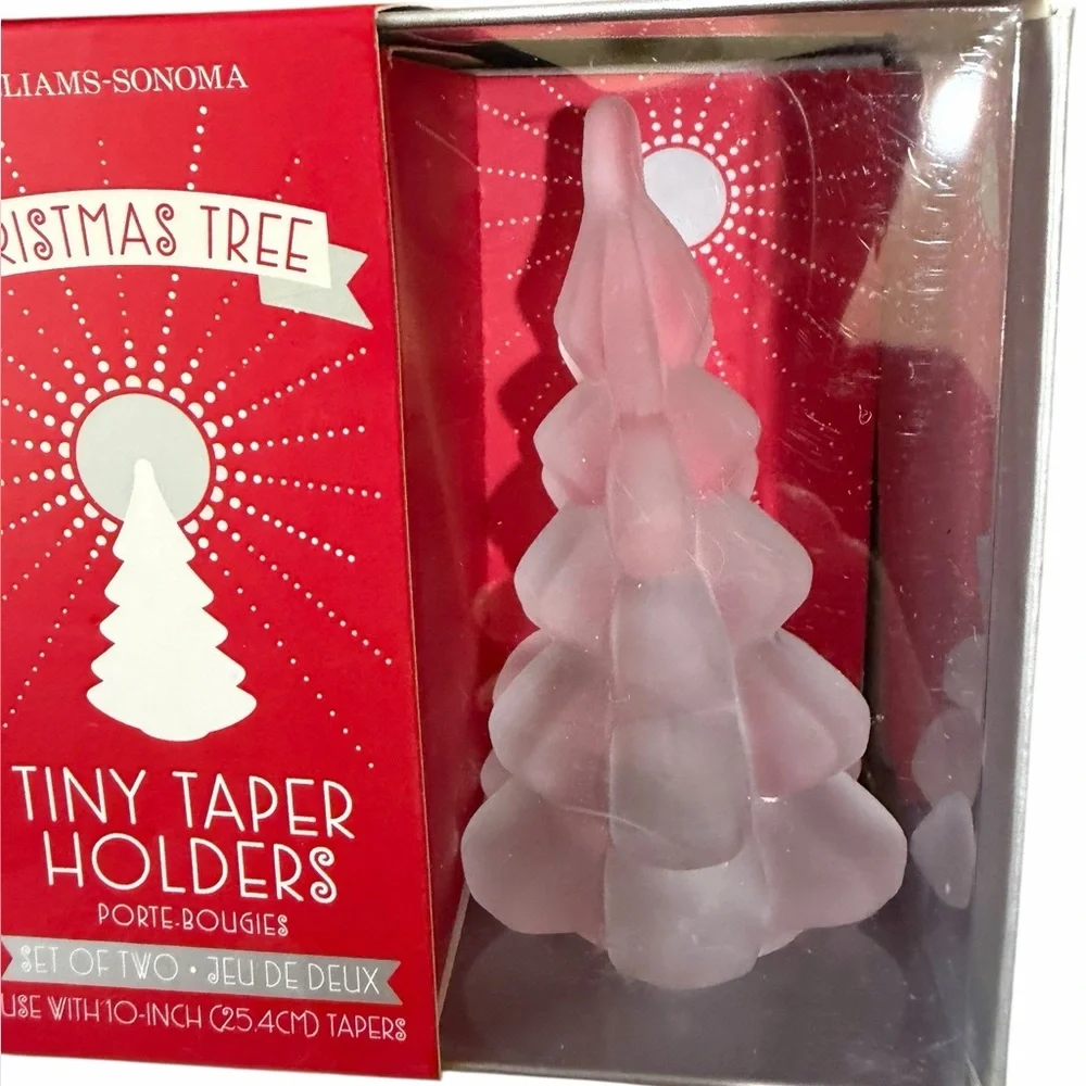 William Sonoma Glass Tree Taper Candle Holders